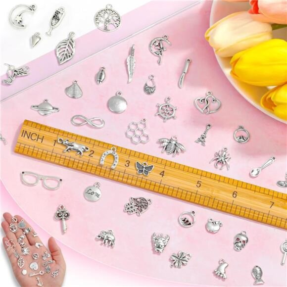 400pcs Silver Charms for Jewelry Making Bulk DIY Necklace Bracelet Pendant Craft - Picture 2 of 8